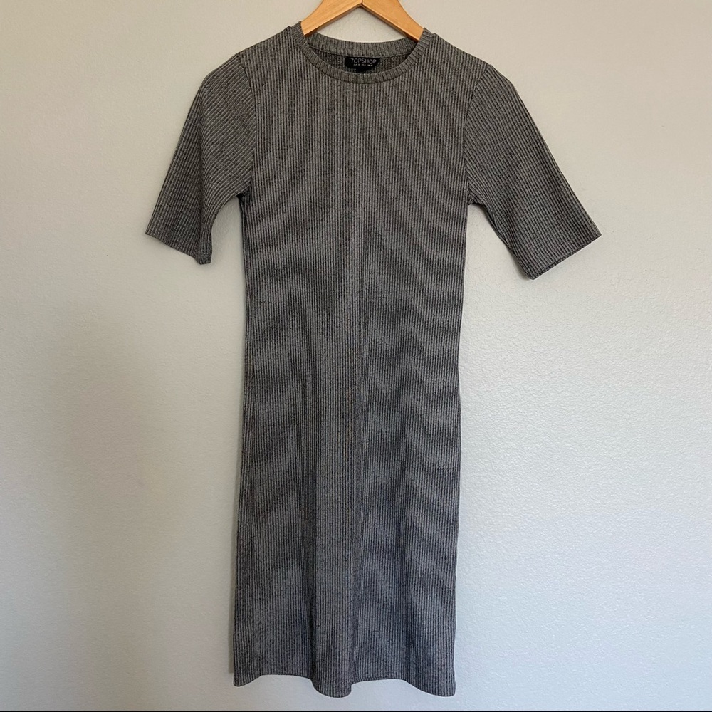 Topshop ribbed grey dress